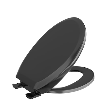 Jones Stephens Black Premium Plastic Toilet Seat, Closed Front, Cover, Slow-Close, QuicKlean Hinges, Elongated C2200S90